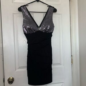 Black dress with grayish/purplish sequins